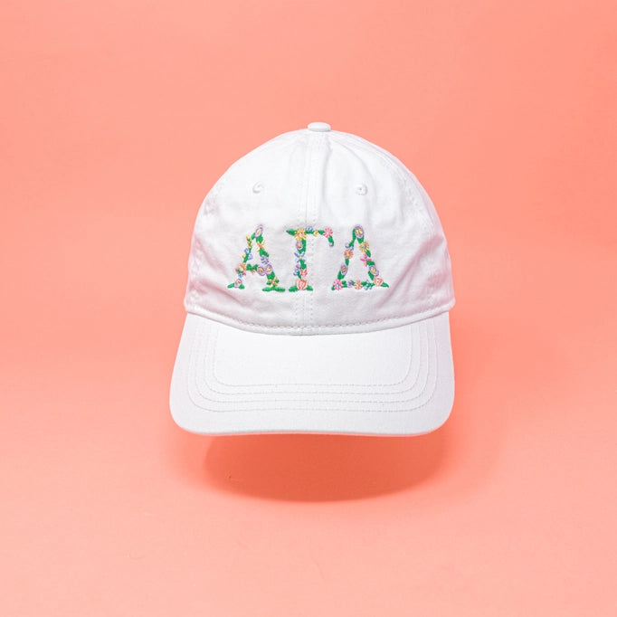 Floral Greek Letter Cap