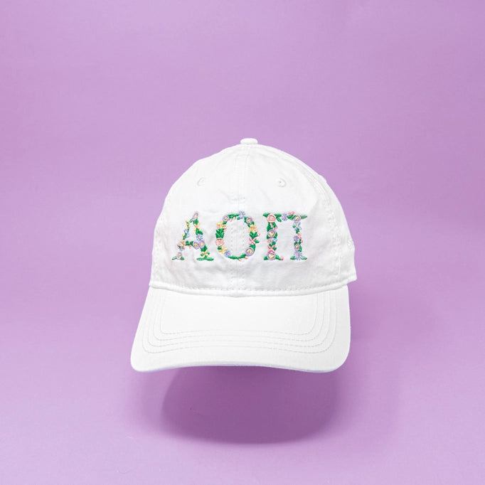 Floral Greek Letter Cap