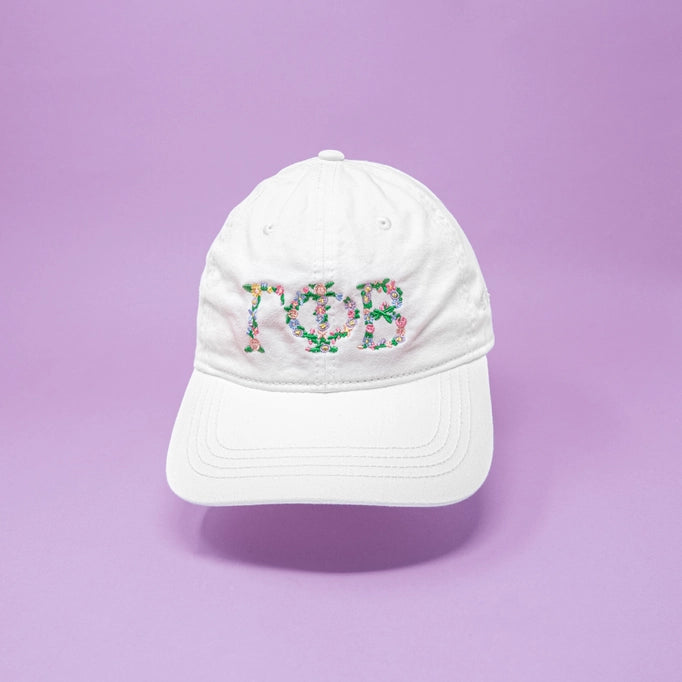 Floral Greek Letter Cap