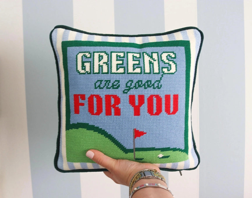 Greens Are Good For You Needlepoint Golf Pillow