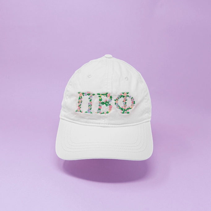 Floral Greek Letter Cap