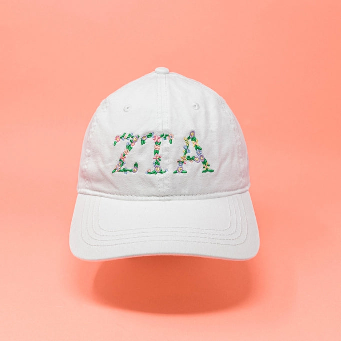 Floral Greek Letter Cap